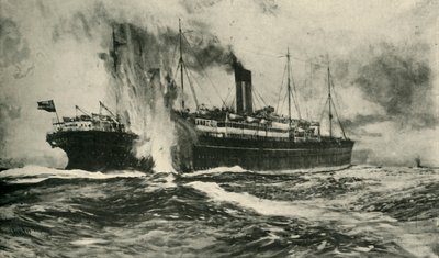 Het zinken van de SS Arabic, Eerste Wereldoorlog door Unbekannt
