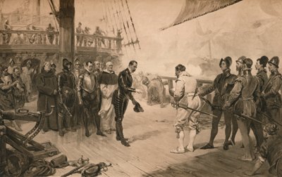 De overgave van Don Anton aan Sir Francis Drake, 1 maart 1579 door Unbekannt
