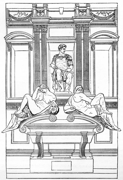 Het graf van Julian de Medici in de nieuwe sacristie van de San Lorenzo Basiliek, Florence, 1882 door Unbekannt