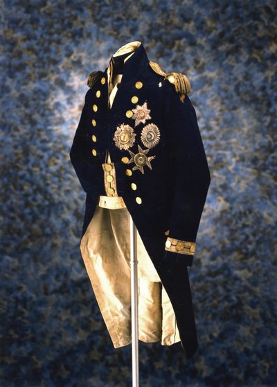 Het uniform dat admiraal Lord Nelson droeg toen hij werd gedood bij de Slag bij Trafalgar, 1805 door Unbekannt