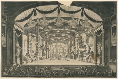 Theaterinterieur met voorstelling door Unbekannt