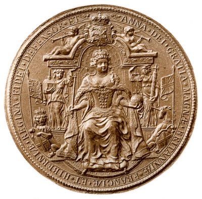 Derde grote zegel van koningin Anne, voorzijde, 1702-1714 door Unbekannt