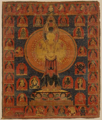 Duizendarmige Chenresi, een Kosmische Vorm van de Bodhisattva Avalokiteshvara, 14e eeuw door Unbekannt