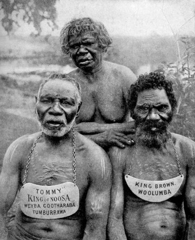 Drie Aboriginals van de kuststammen boven Brisbane, Australië, 1922 door Unbekannt