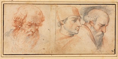 Drie hoofdenstudies, 1600s door Unbekannt