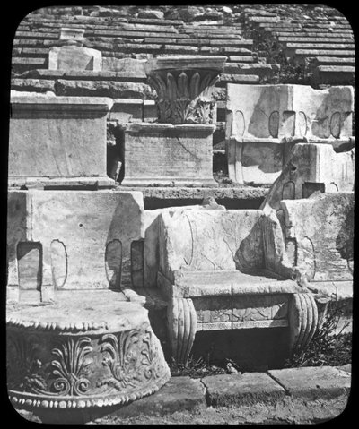 Troon van de priester, Tempel van Dionysus, Athene, Griekenland, eind 19e of begin 20e eeuw door Unbekannt