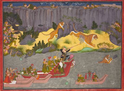 Tijgerjacht van Raja Ram Singh II, ca. 1830-1840 door Unbekannt