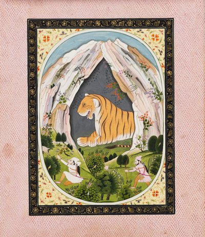 Tijger in een grot, ca. 1810 door Unbekannt