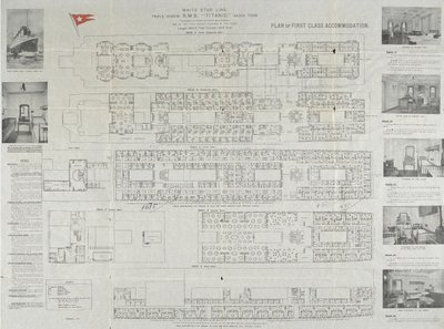 Titanic eerste klasse dekplan door Unbekannt