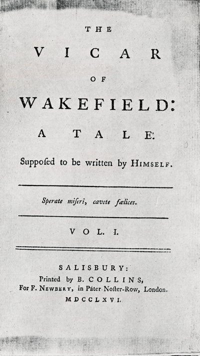 Titelpagina van The Vicar of Wakefield, 1766 door Unbekannt