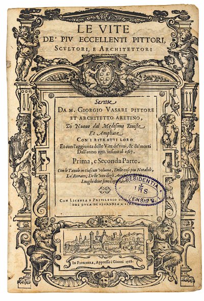 Titelpagina van: Giorgio Vasari, De levens van de meest voortreffelijke Italiaanse schilders, beeldhouwers door Unbekannt