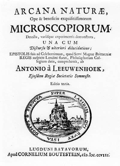 Titelpagina van Microscopium door de Nederlandse microscopist Anton van Leeuwenhoek door Unbekannt