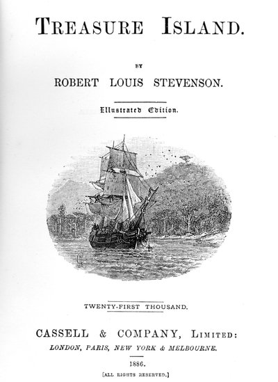 Titelpagina van Schateiland door Robert Louis Stevenson, 1886 door Unbekannt
