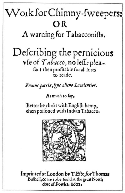 Titelpagina van Werk voor schoorsteenvegers of Een waarschuwing voor tabakshandelaren, 1602 1956 door Unbekannt