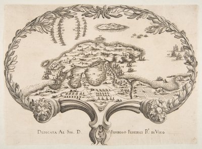 Topografisch plan Porto Ercole in de vorm van een waaier door Unbekannt