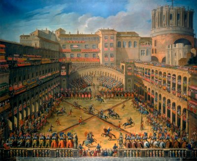 Toernooi in een hof van het Vaticaan, Rome door Unbekannt