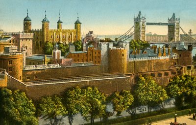 Tower Bridge en de Tower of London, ca. 1910 door Unbekannt