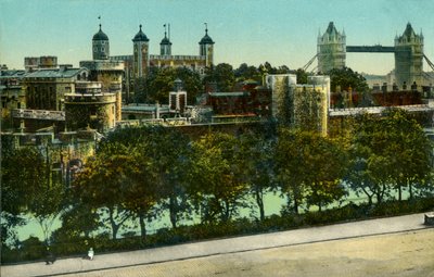 Tower Bridge en de Tower of London, ca. 1910 door Unbekannt