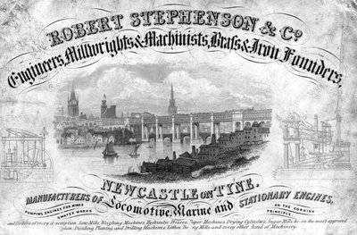 Handelskaart van Robert Stephenson & Company, Engelse ingenieur, ca. 1800s door Unbekannt