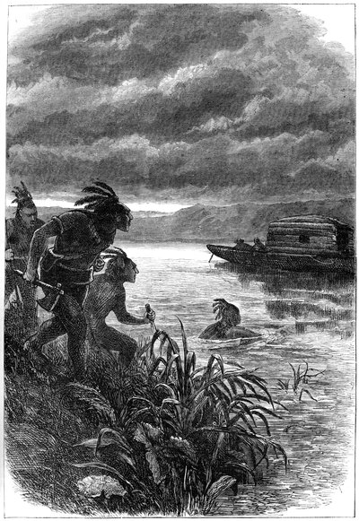 Handelaren op de Ohio-rivier aangevallen door indianen, 18e eeuw ca. 1880 door Unbekannt