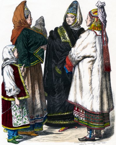 Traditioneel Russisch Kostuum, ca. 1850 door Unbekannt