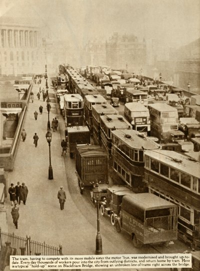 Verkeersopstopping op Blackfriars Bridge, Londen door Unbekannt