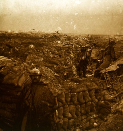Loopgraven aan het front, Moulin de Souain, Noord-Frankrijk, ca. 1915 door Unbekannt