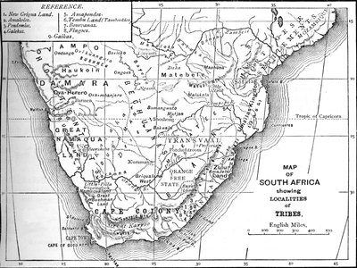 Stammenkaart van Zuid-Afrika, ca. 1880 door Unbekannt