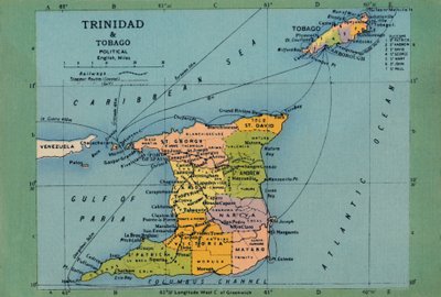 Kaart van Trinidad & Tobago, ca. 1940s door Unbekannt