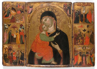 Drieluik van de Maagd en Kind met scènes uit het leven van Christus door Unbekannt