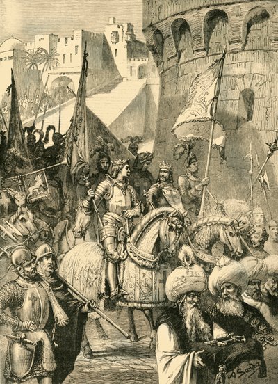 Triomfantelijke intocht van Richard I en Filips Augustus in Akko door Unbekannt