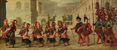 Triomftocht met ridders van de Orde van Malta en de Orde van Santiago de Compostela door Unbekannt