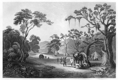 Troepen gelegerd bij de ingang van de Keree Pas, ten noorden van Meerut, India, ca. 1860 door Unbekannt
