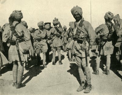 Troepen van de Sirhind Brigade, Vlaanderen, Eerste Wereldoorlog, 1914, ca. 1920 door Unbekannt