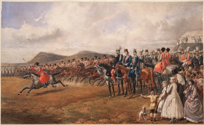 Tsaar Alexander II inspecteert troepen door Unbekannt