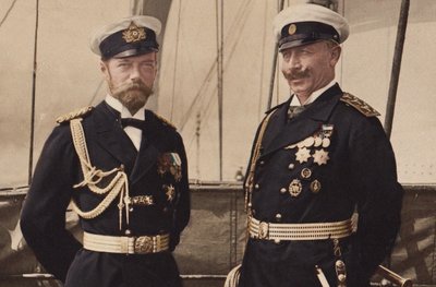 Tsaar Nicolaas II en keizer Wilhelm II in Björkö, 1905 door Unbekannt