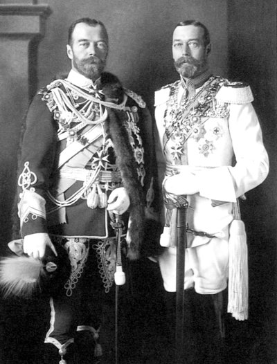 Tsaar Nicolaas II van Rusland en George V van het Verenigd Koninkrijk door Unbekannt