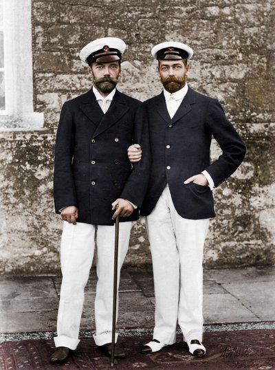 Tsaar Nicolaas II van Rusland en Koning George V van Groot-Brittannië door Unbekannt