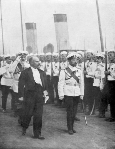 Tsaar Nicolaas II met de Franse president Raymond Poincare, 1914 door Unbekannt