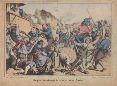 Turkse vordering gevecht in een Servisch dorp door Unbekannt