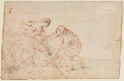 Twee mannen die een bundel vastbinden, 1600s door Unbekannt