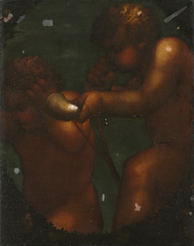 Twee Putti, 1700s door Unbekannt