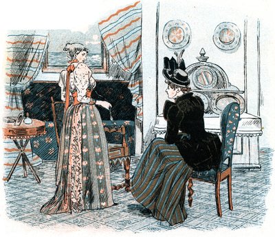 Twee delicate dames die samen praten in een delicate kamer door Unbekannt