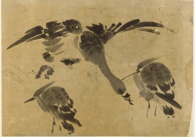 Twee reigers en een gans, Edo-periode, 1573-1615 door Unbekannt