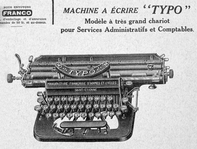 Typo, typemachine advertentie, 20e eeuw door Unbekannt