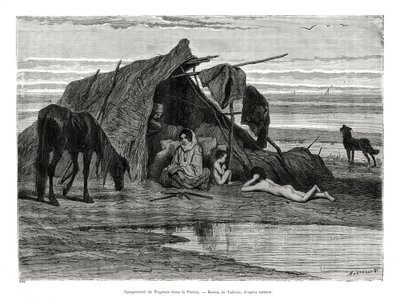 Tziganes kamperen in de Puszta, 1886 door Unbekannt