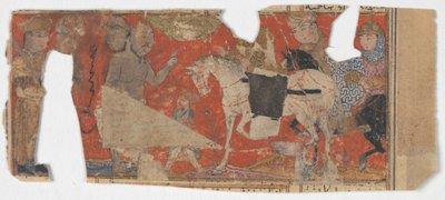 Ongeïdentificeerde Scène en Tekstfragment uit een Shahnama Boek der Koningen, ca. 1330-40 door Unbekannt