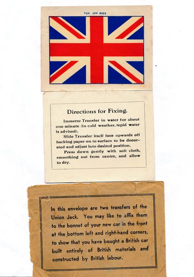 Union Jack auto transfers, ca. 1960s door Unbekannt