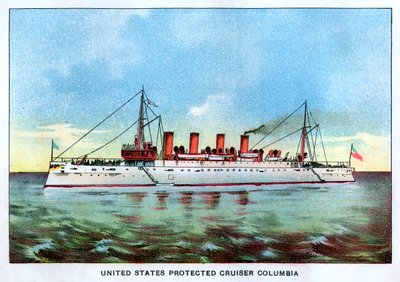 Beschermde kruiser Columbia van de Verenigde Staten, ca. 1890s door Unbekannt