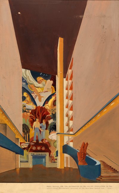 Ongenoemde muurschildering studie, ca. 1939 door Unbekannt